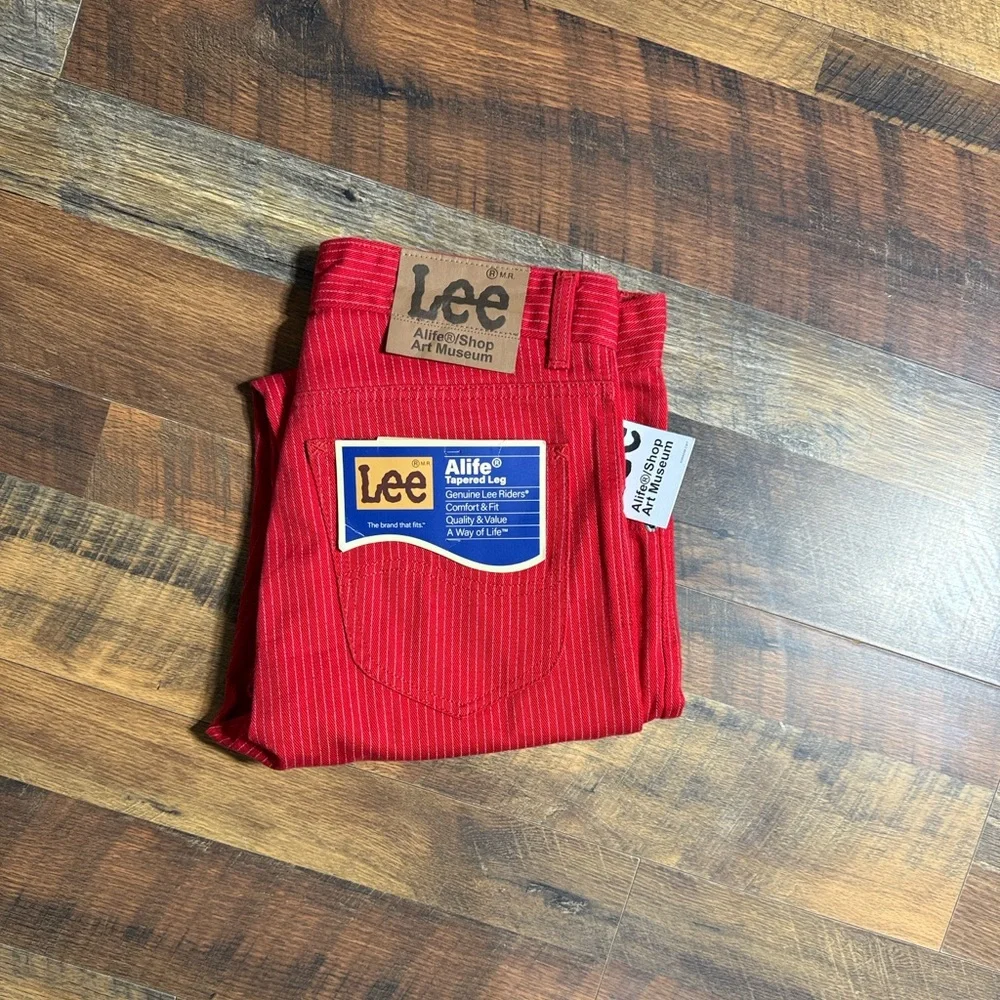 NWT Lee x Alife Collab Red Pinstripe Tapered Leg Jeans 32x32